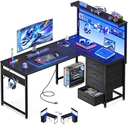 Gaming Desk With Hutch - โต๊ะเกมมิ่งรูปตัว L ขนาด 43 นิ้ว สำหรับห้องขนาดเล็ก