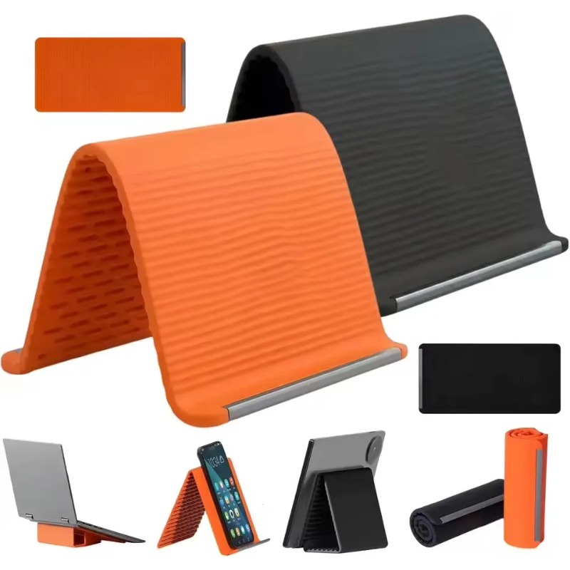 Office Furniture Table - ที่วางโทรศัพท์ซิลิโคนแบบพับได้ ปรับระดับได้หลายมุม พกพาสะดวก สำหรับ iPhone, iPad,
