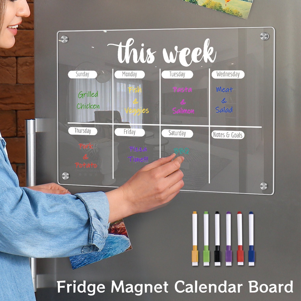 Dry Erase Weekly - แม่เหล็กตู้เย็นปฏิทิน Board Weekly Planner Reusable Dry
