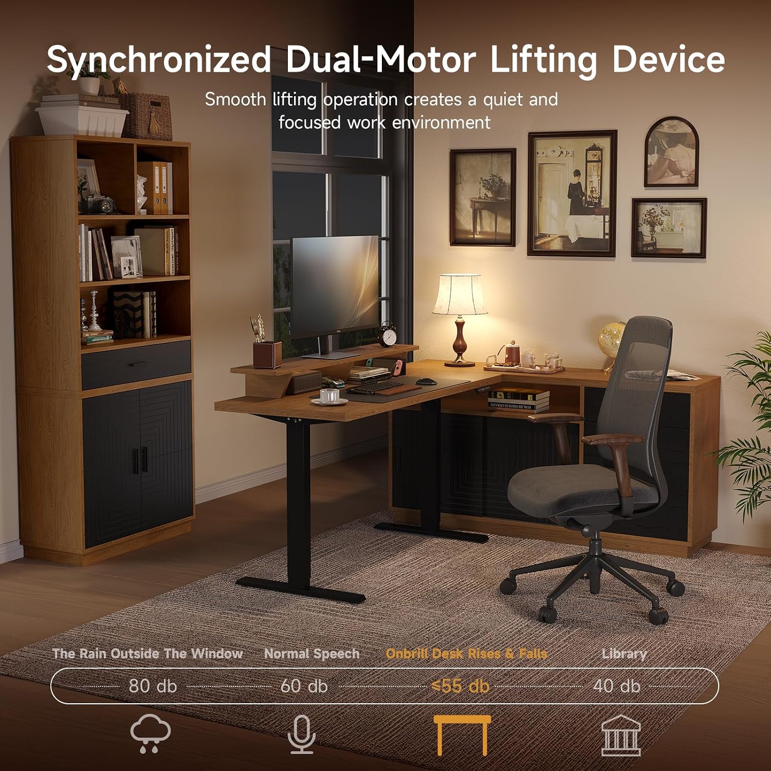 Office Furniture Set - ชุดโต๊ะทำงานผู้บริหารสไตล์โมเดิร์น สีน้ำตาลโอ๊ค เฟอร์นิเจอร์สำนักงานที่บ้าน ปรับแต่งได้