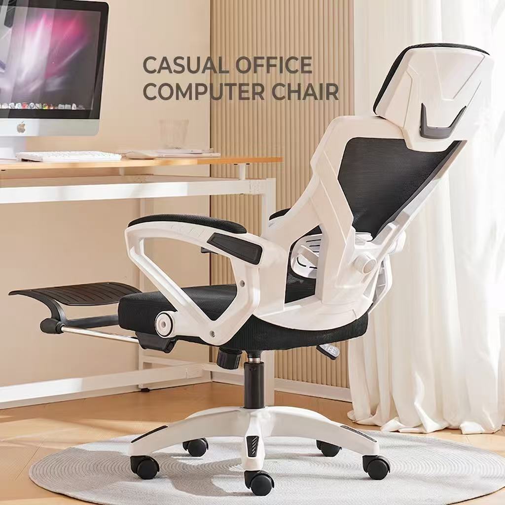 Gaming Desk With Hutch - เก้าอี้สำนักงานเกมมิ่งตามหลักสรีรศาสตร์ พร้อมที่พักเท้า พนักพิงสูงปรับเอนได้ เก้าอี้คอมพิวเตอร์ ปรับระดับรองรับหลังส่วนล่างได้ เก้าอี้หมุนสำหรับโต๊ะทำงาน