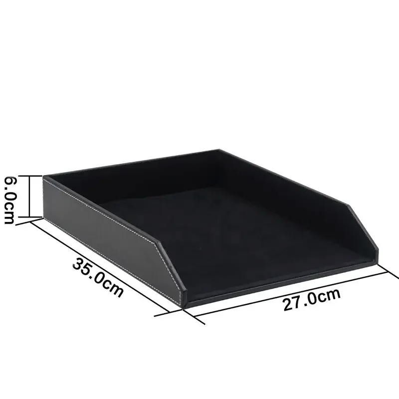 Desktop Filing Tray - ธุรกิจชั้นเดียวแฟ้มถาดหนัง PU โต๊ะต่างๆผู้ถือคอนเทนเนอร์เอกสารสํานักงานจัดเก็บแผ่นเครื่องเขียนปรับแต่งโลโก้