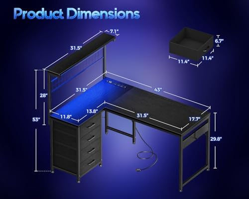 โต๊ะเกมมิ่งรูปตัว L ขนาด 43 นิ - Gaming Desk With Hutch บทวิจารณ์และราคา