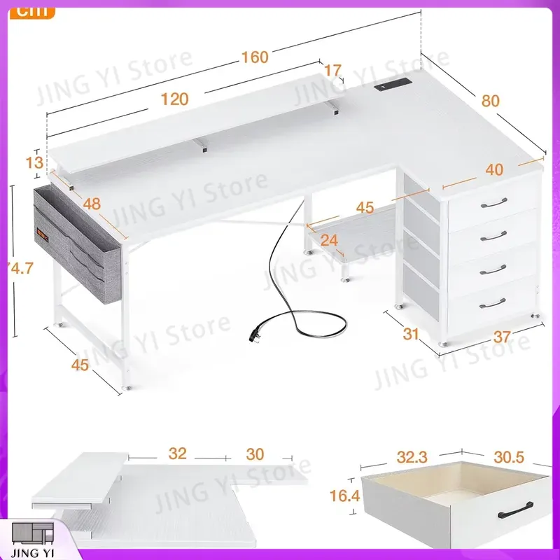 โต๊ะคอมพิวเตอร์รูปตัว L 160x80 - Office Furniture Outlet บทวิจารณ์และราคา