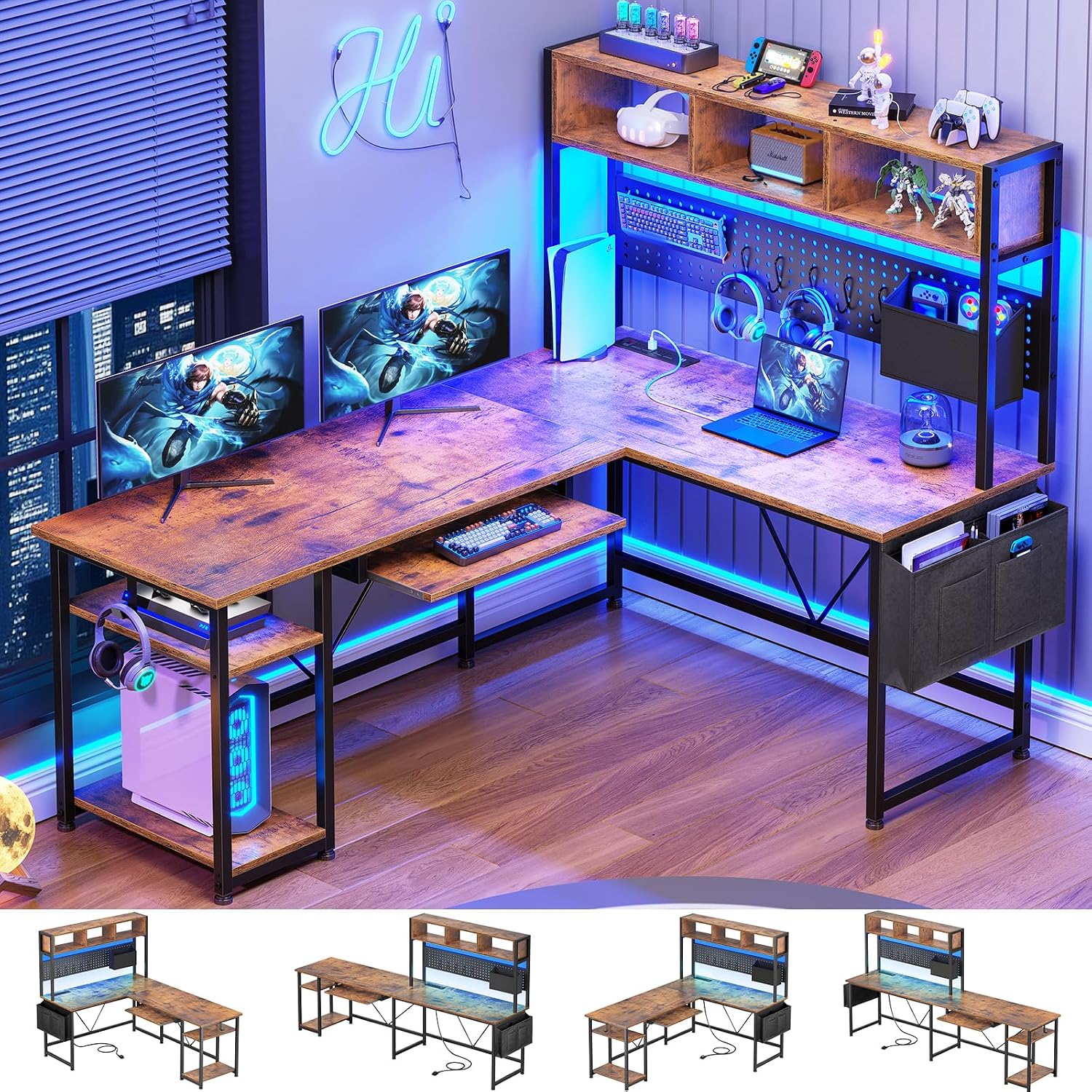 โต๊ะเกมมิ่งรูปตัวแอลพร้อมชั้นว - Gaming Desk With Hutch บทวิจารณ์และราคา
