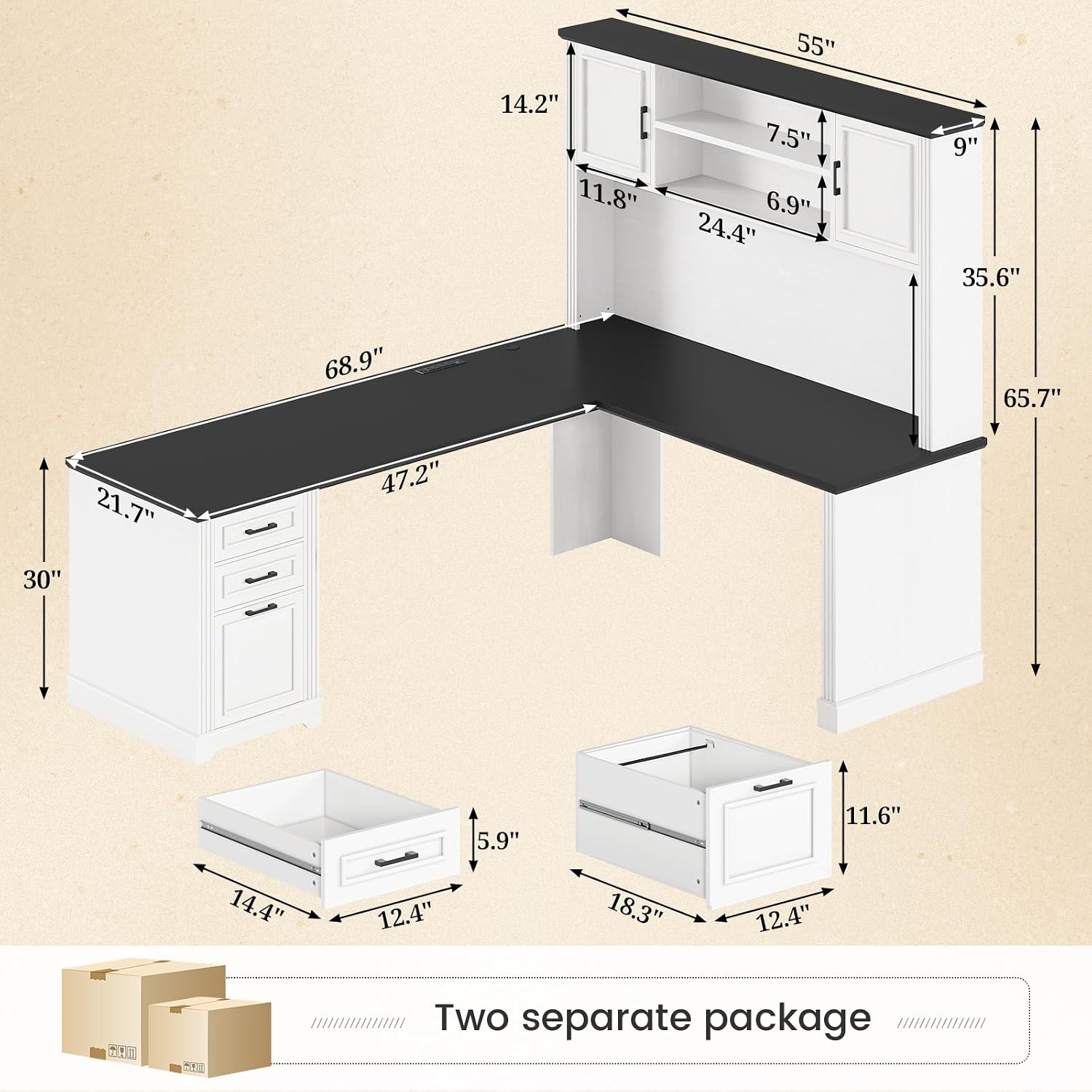โต๊ะทำงานรูปตัว L พร้อมตู้เก็บ - Office Furniture Outlet บทวิจารณ์และราคา
