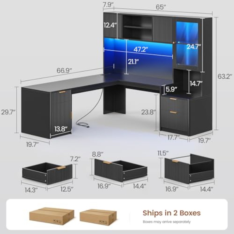 โต๊ะคอมพิวเตอร์มุม RGB LED สำห - Gaming Desk With Hutch บทวิจารณ์และราคา