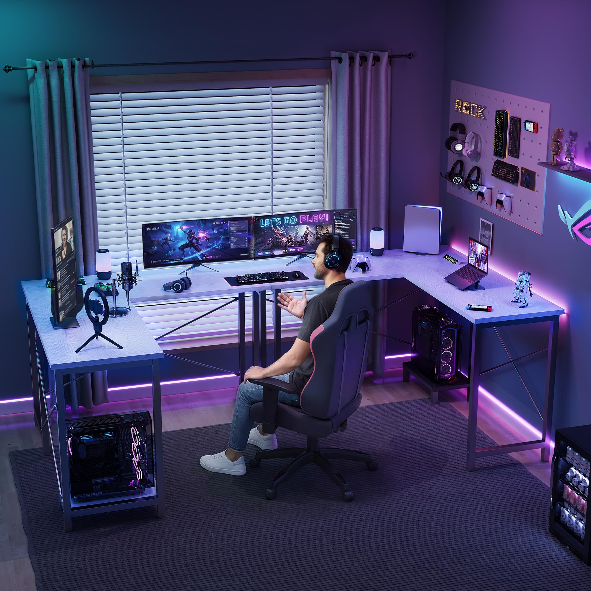 โต๊ะคอมพิวเตอร์รูปตัว L ขนาด 5 - Gaming Desk With Hutch บทวิจารณ์และราคา