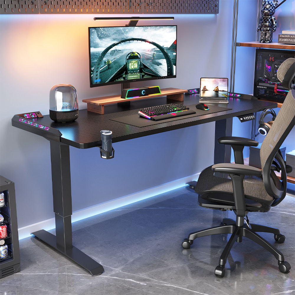 โต๊ะทำงานปรับระดับความสูงได้ด้ - Gaming Desk With Hutch บทวิจารณ์และราคา