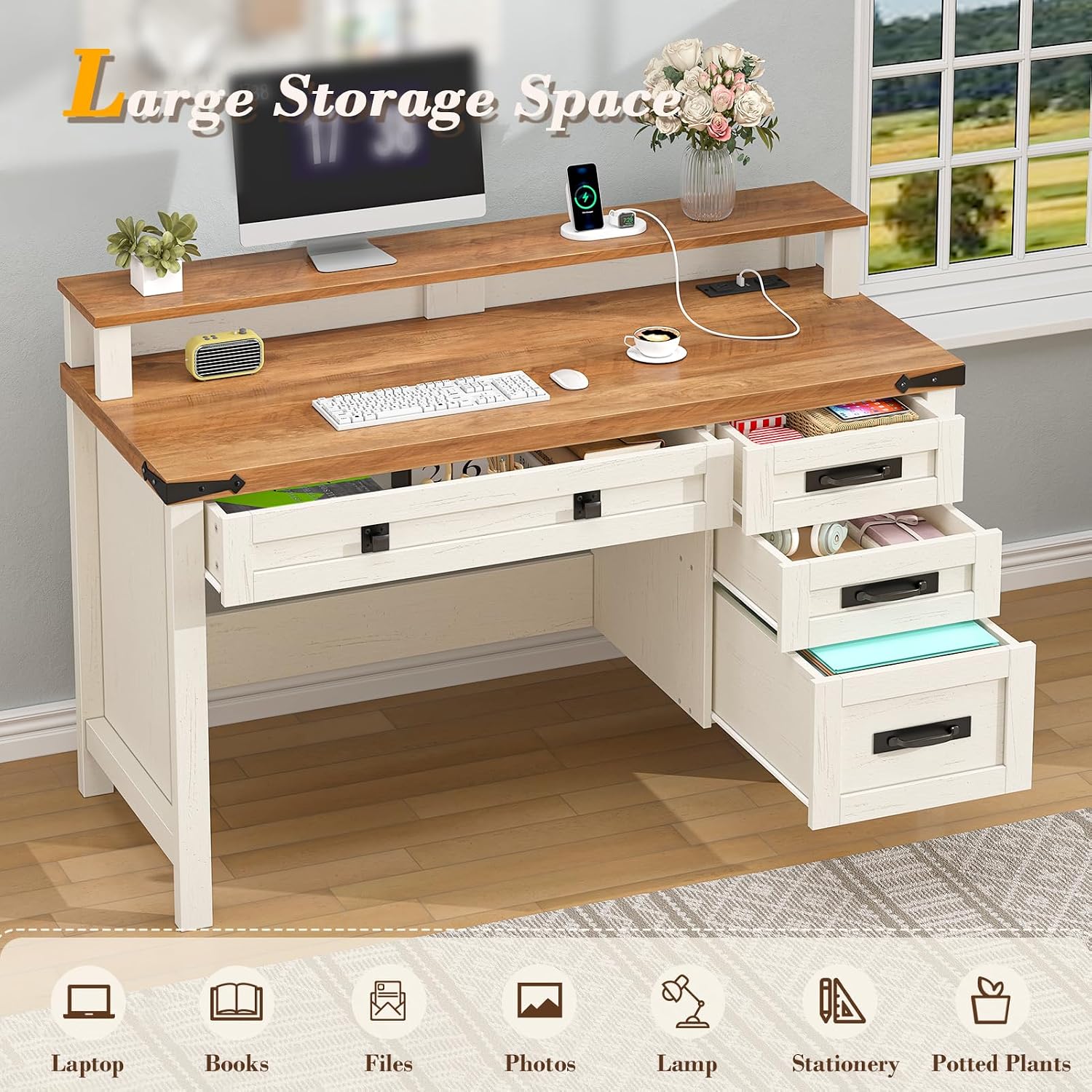 โต๊ะคอมพิวเตอร์สไตล์ฟาร์มเฮาส์ - Office Furniture Outlet บทวิจารณ์และราคา